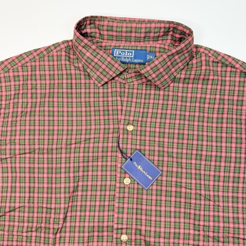Polo Ralph Lauren Men's XL Plaid Button Down Shirt Red Green NWT Monogram